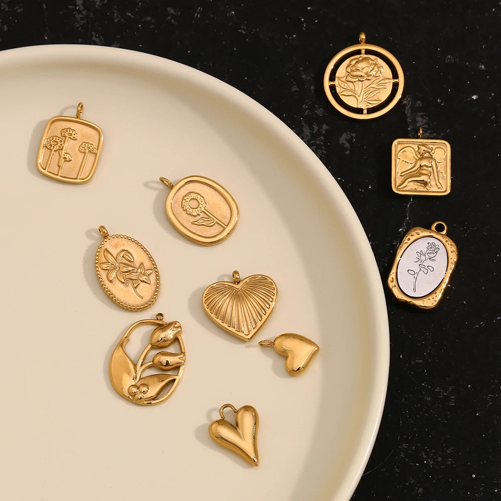 Dreamidea Gold Plated Pendant Accessories Waterproof Fashion Pendant for Necklace Jewelry DIY Stainless Steel Pendant
