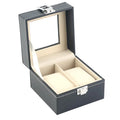 Hot Sale High-End 2-Slot Black PU Leather Travel Watch Display Box with Glass Top for Watch Gift Packaging