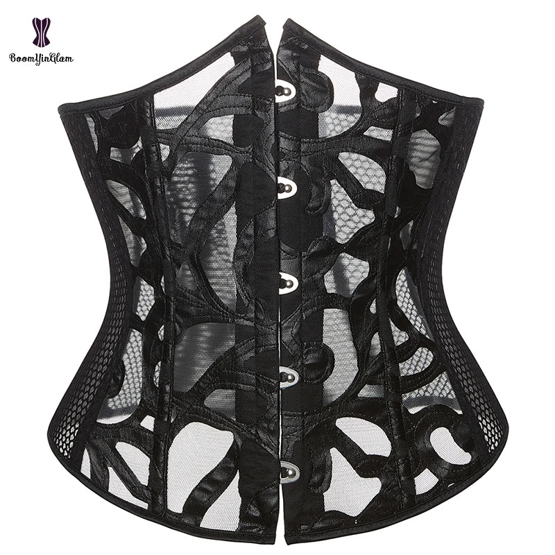 5 Busk Closure Summer Style Mesh Leather Underbust Gorset Vintage Women Waist Trainer Corset 2023 Plus Size Xs-xxxxxxl