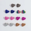 2024 Cute Mini Heart Color Diamond Fashion Fine Jewelry Resin Rhinestone Bling Party Jewelry Luxurious Statement Stud Earrings