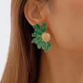 Europe America Exaggerated Earrings Multicolor Oil Drip Earrings Temperament Pattern Flower Earrings for Women Girls