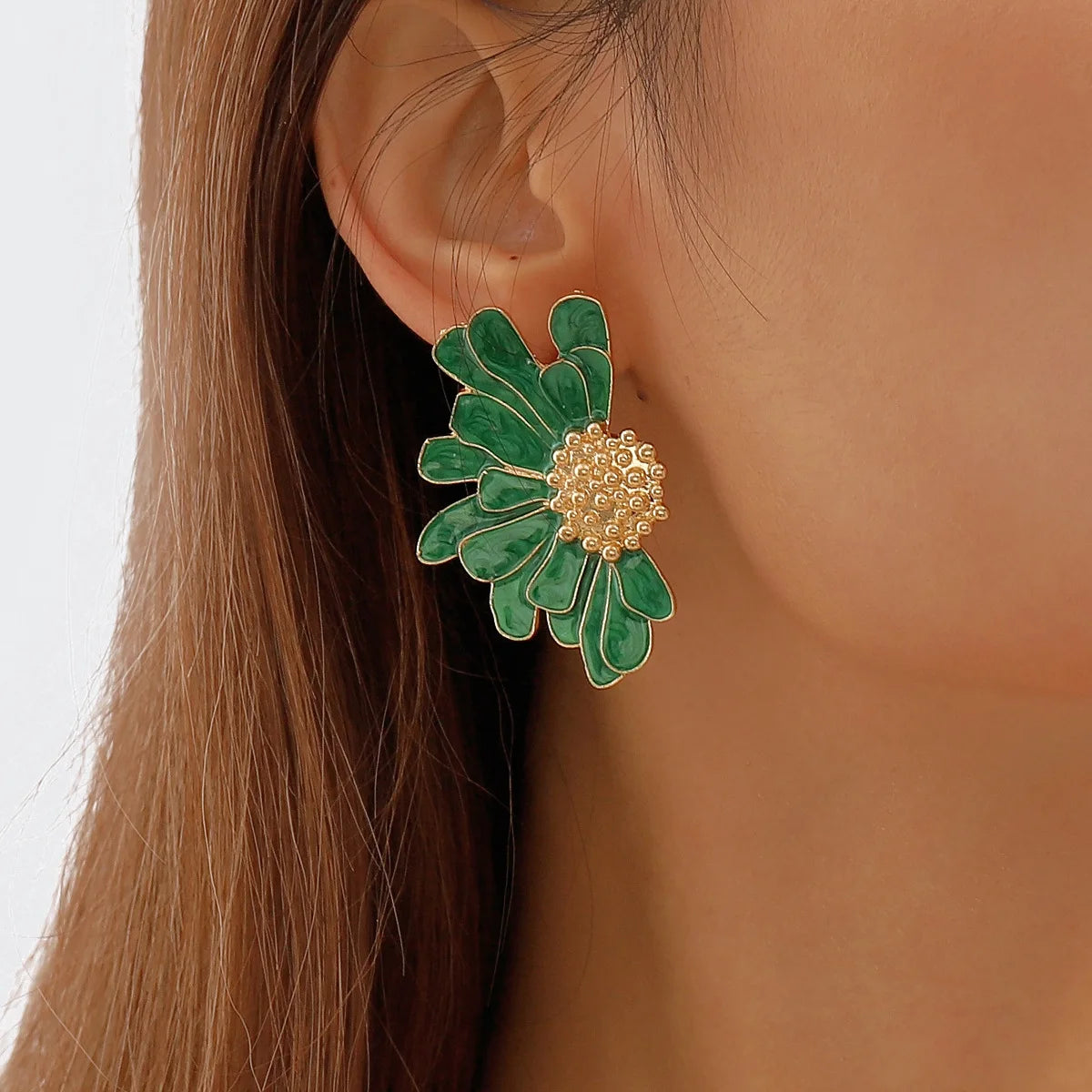 Europe America Exaggerated Earrings Multicolor Oil Drip Earrings Temperament Pattern Flower Earrings for Women Girls