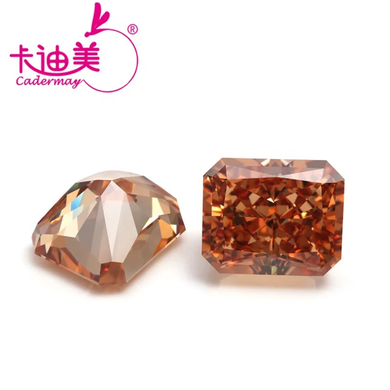 Top Quality 8A Grade Rectangle Cubic Zirconia Crushed Iced Cut Champagne Color CZ Stones Wholesale Price Loose Gemstones