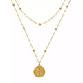 New Arrival 18K Gold Plated Stainless Steel Necklace Double Layer Eye Round Pendant Necklace for Women