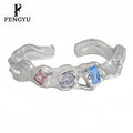 Irregular Three Stone Ring Women 925 Sterling Silver Coloured Zircon Rings Adjustable Fashion Custom Luxury Simple Fine Jewelry