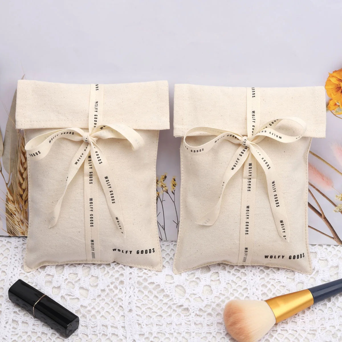 Customized Envelope Flap Cotton Canvas Dust Clothes Pouch Envelope Gift Packaging Bag