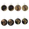 Eco-friendly Engraved Africa Black Queen Afro Girl Women Natural Hair Wood Jewelry African Fashion Natural Wooden Wood Earrings
