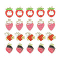 Cute Cartoon Strawberry Cat Enamel Pendants Metal Animals Charms Pendant for Earrings DIY Jewelry Making Necklace Bracelet Craft