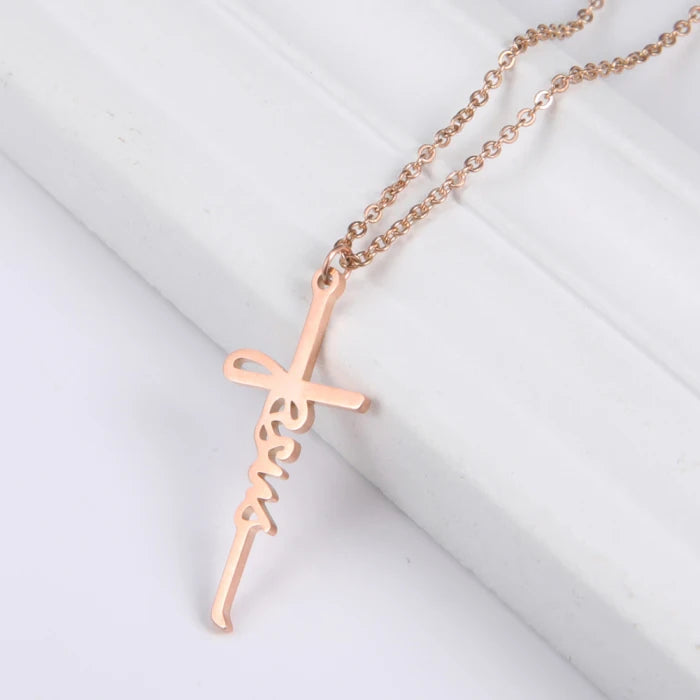 New Scapular Simple Design Christian Catholic Religious Stainless Steel Chain Jesus Cross Pendant Jesus Necklace for Women