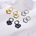 New Simple 316l Stainless Steel Heart Pendant Earrings Non Tarnish 18k Gold Plated Hoop Earrings for Women Lady