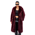 2025 New Winter Faux Fur Coat for Women Fashion Burgundy Coat Loose Fit Long Sleeve Oversized 2XL Outwear Women's Faux Fur Coats