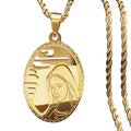 Caicai Virgin Mary Pendant Lady Devotee Necklace Stainless Steel Necklace Waterproof Jewelry
