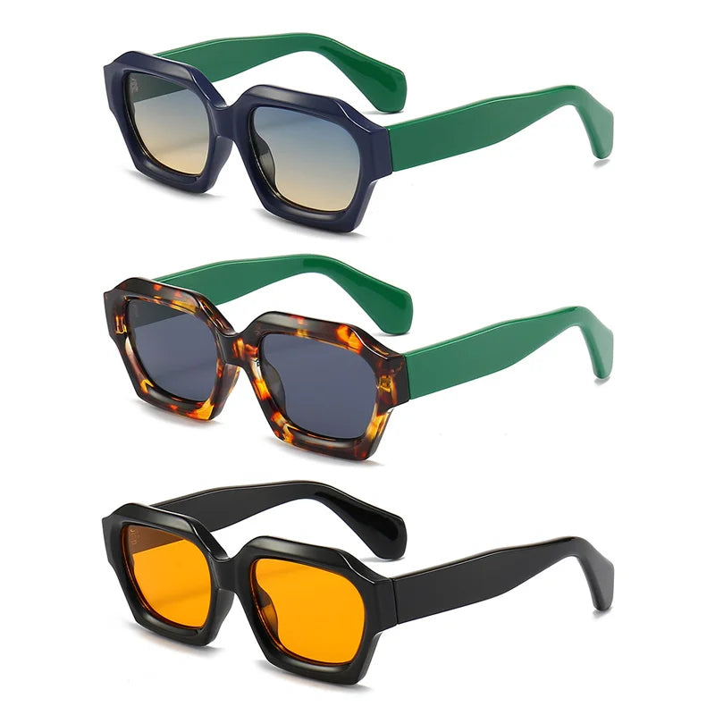 DL GLASSES Polygonal Classic Square Unisex Sunglasses Fashion Green PC Frame Acrylic Lenses Custom Logo Shades