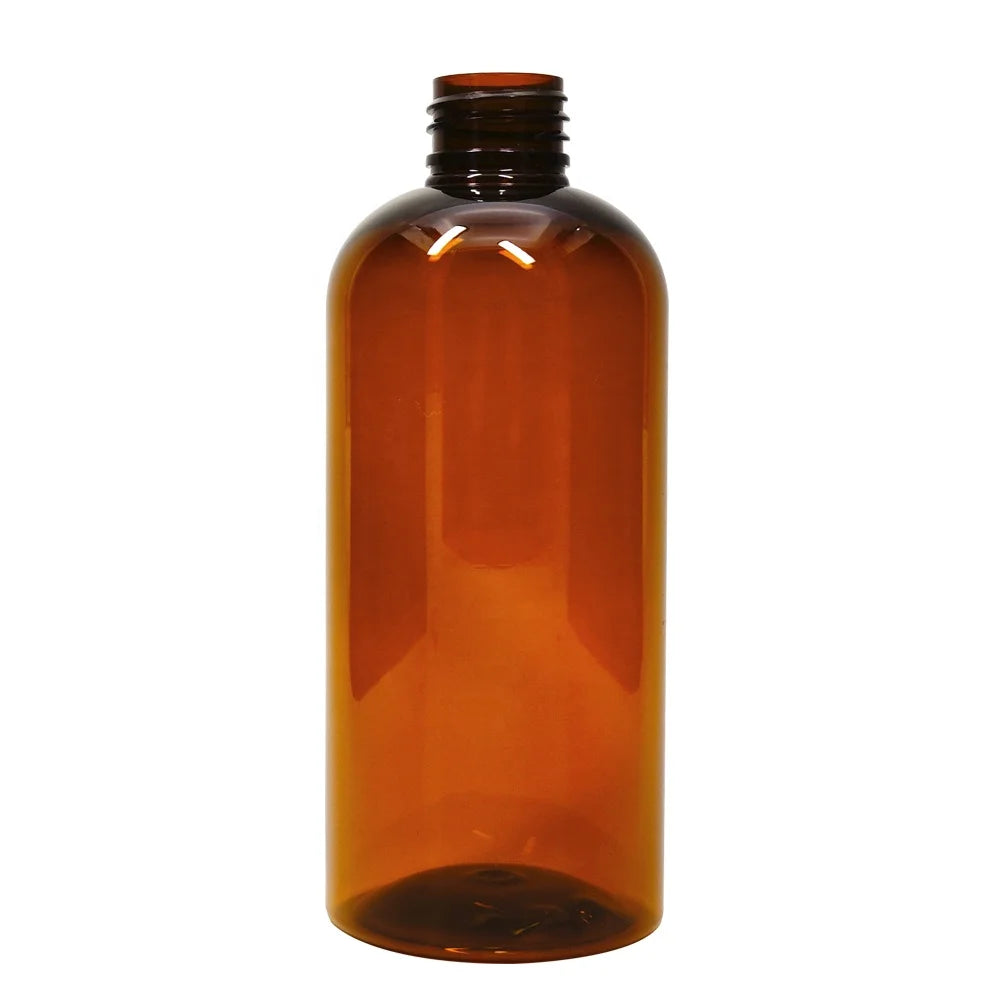 100ml Amber PET Plastic Boston Bottle with 24/410 Disc Top Cap Custom Logo Screen Printing