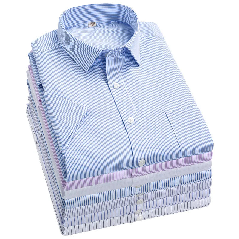 2023 Wholesale Cotton DP Non Iron Shirts for Men Short-sleeved Summer Print 3D Embroidered Business Shirts