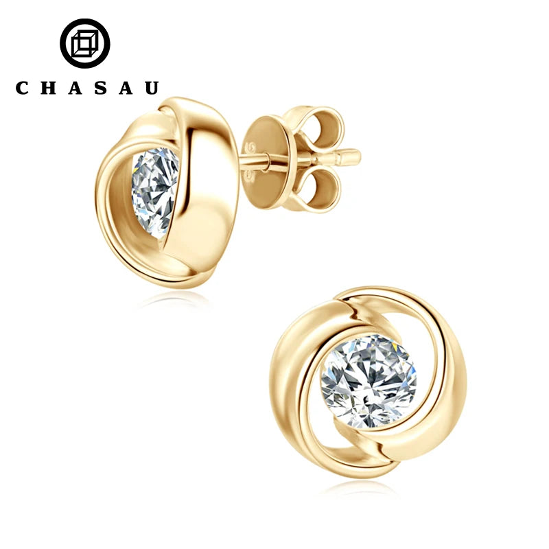Elegant Shiny Boutique Jewelry D-color 5mm 0.5ct Moissanite 925 Sterling Silver Swirl Stud Earrings for Women