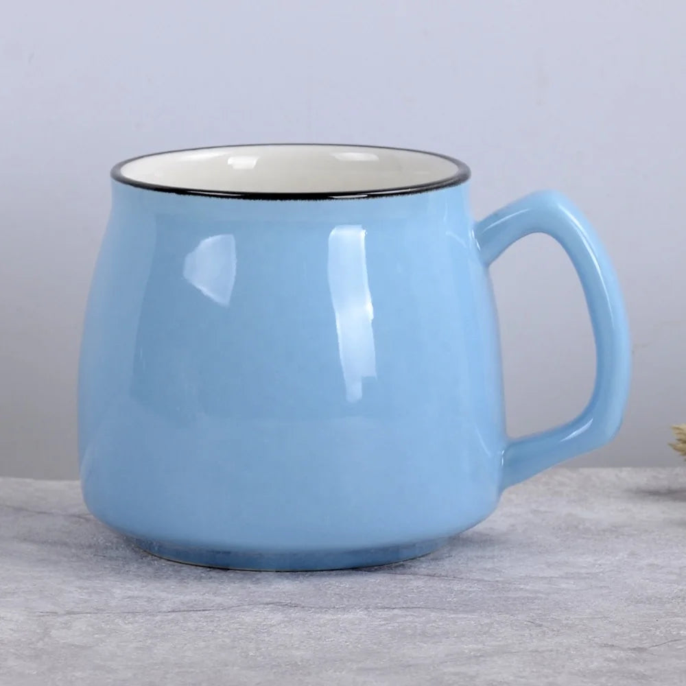 Japanese Style Custom Colorful Decal logo Candy Color Glazed Ceramic Coffee Cup 360ml Ceramic  Water Mug Cup