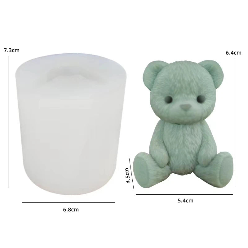 Ins Creative Teddy Bear Aromatherapy Candle Plaster Little Bear Honey Can Silicone Mold DIY Ice Block Mold