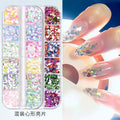 MINGLee New 3D Plastic Peach Heart Mixed Nail Sequin Jewelry Twelve-color Love Design Easy Apply for Professional Nail Art