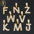 Wholesale Fashion Bling 18K Gold Plated Brass Baguette AAAAA Zircon 26 Letter Pendant Necklace Jewelry for Women Men
