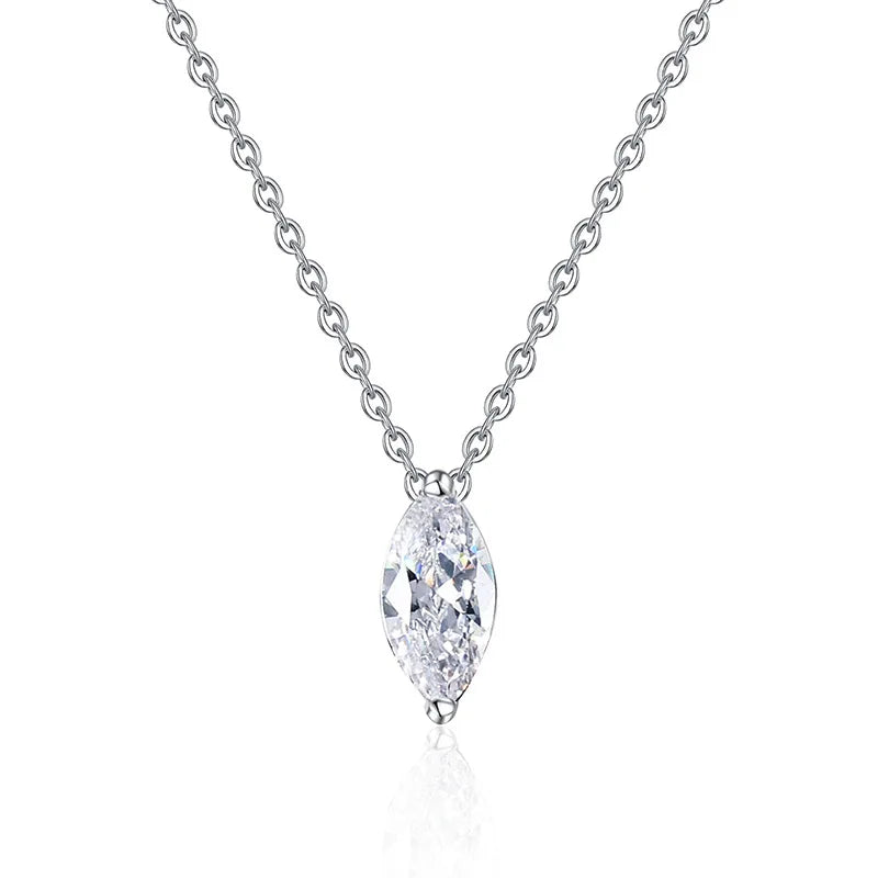 S925 Sterling Silver Premium Eye Moissanite Necklace Classic Engagement Gift with Gold Plating-for Weddings