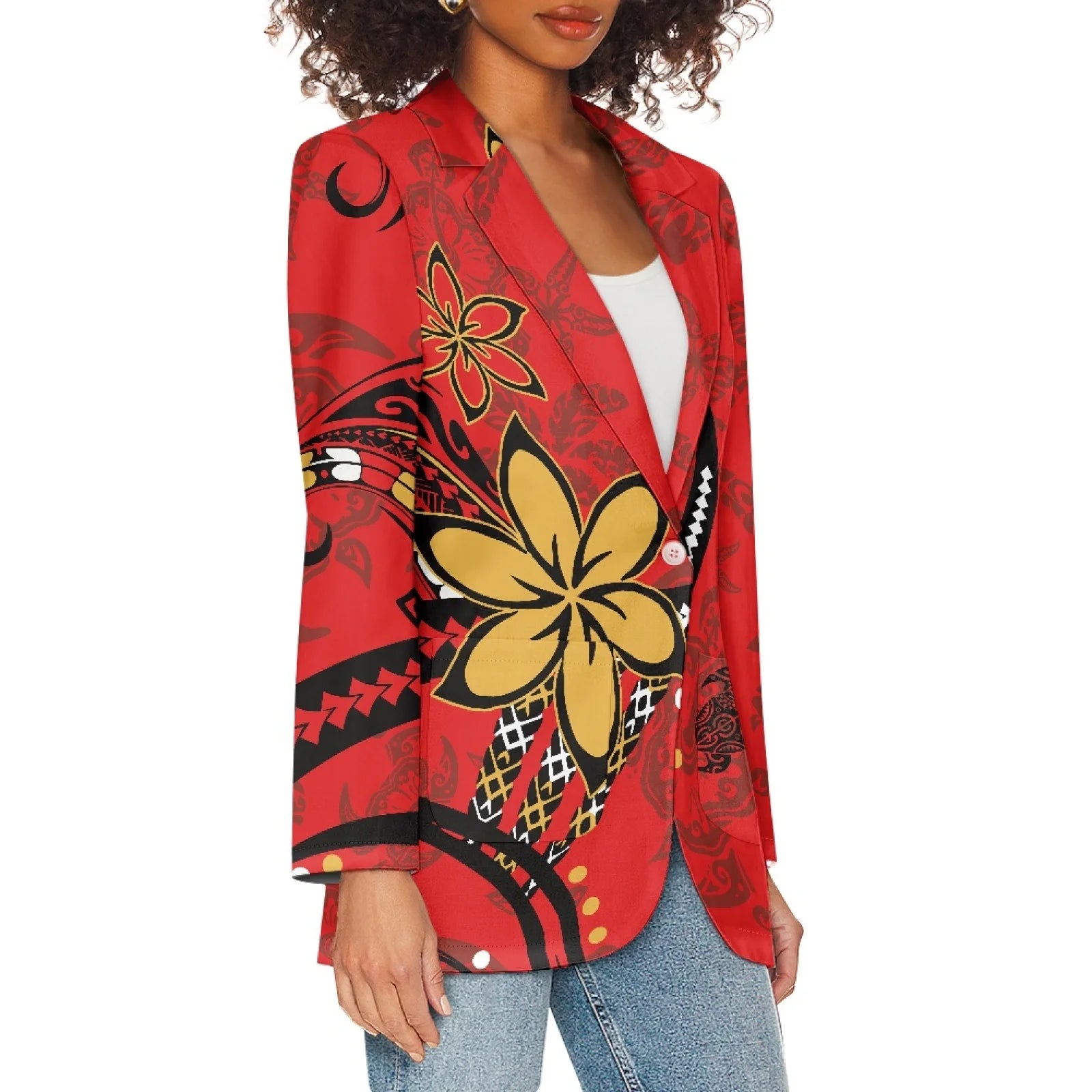 Latest Casual Fashion Blazers Ladies Women With Buttons Designed Floral Patterns Blazer for Women Office Urban Beauty Blazers