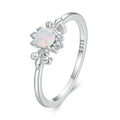 Flower Celtic 925 Sterling Silver Opal Ring Women Wedding Birthday Gifts