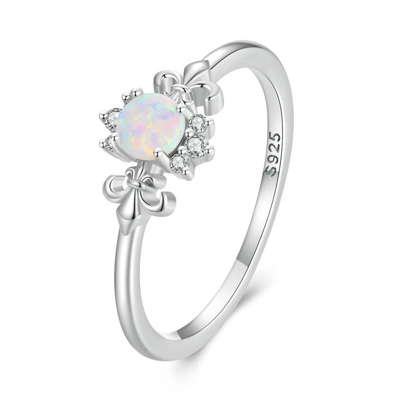 Flower Celtic 925 Sterling Silver Opal Ring Women Wedding Birthday Gifts