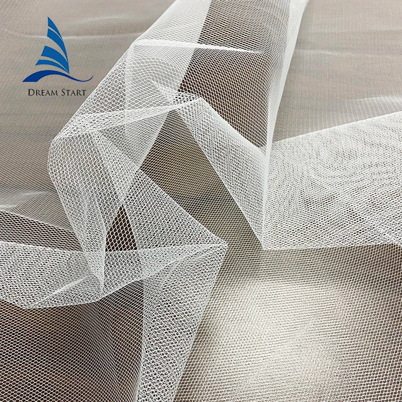 63\" Polyester Stiff Recycled Mesh Designed Fabric Very Stiff for Bridal Tulle Embroidery Knitted with Soft Pattern Wedding Use