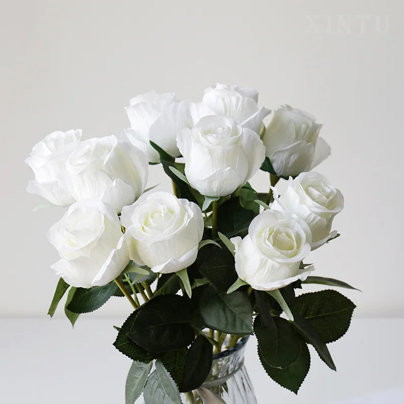 M553 Rose Decor Single Silk Artificial  Wedding Roses Flower With Stem