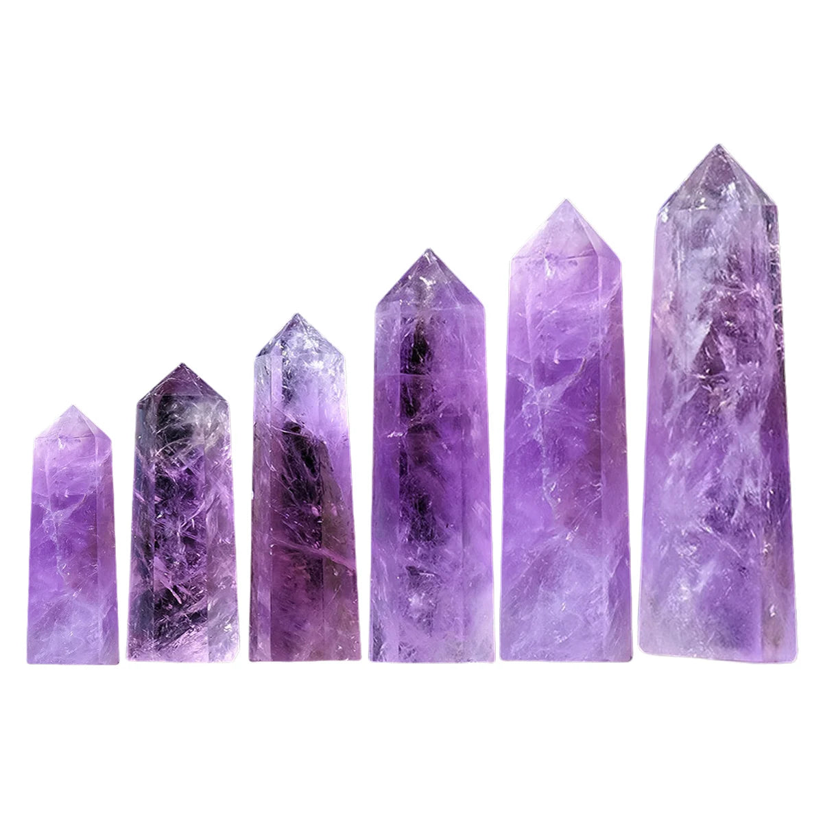 Hot Sale Fashion Multi-Sized Light Amethyst Natural Stone Hexagonal Pillar Decoration Office Ornament Tower Stone Craft DIY Gift