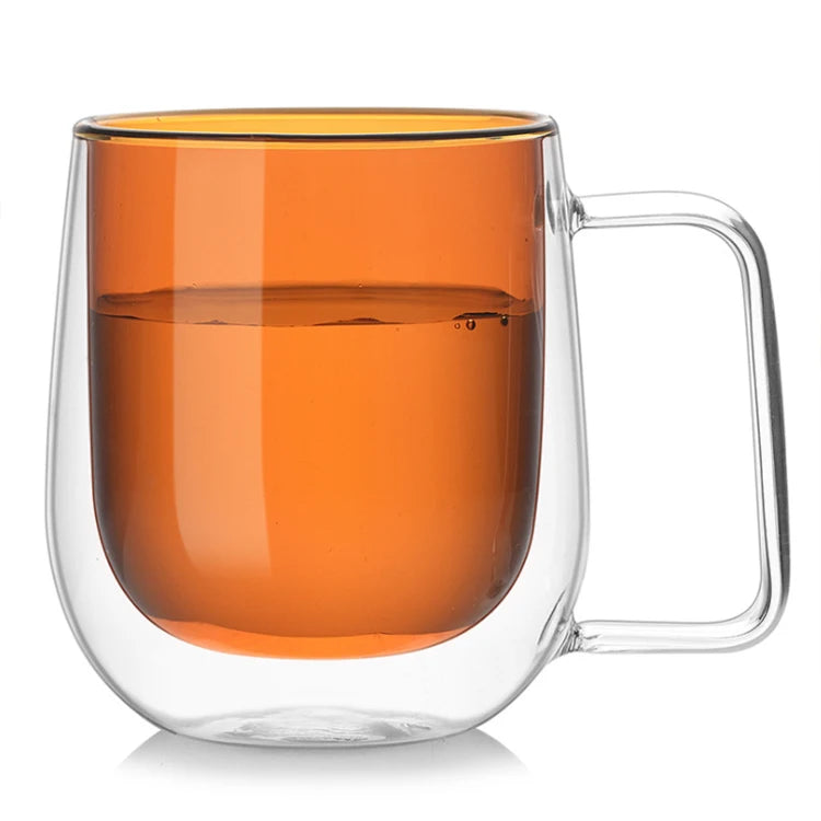 High Quality Double Wall Glass Coffee Cup High Boron Glass Handle 250ml Capacity Modern Style for Home Restaurant Office Use