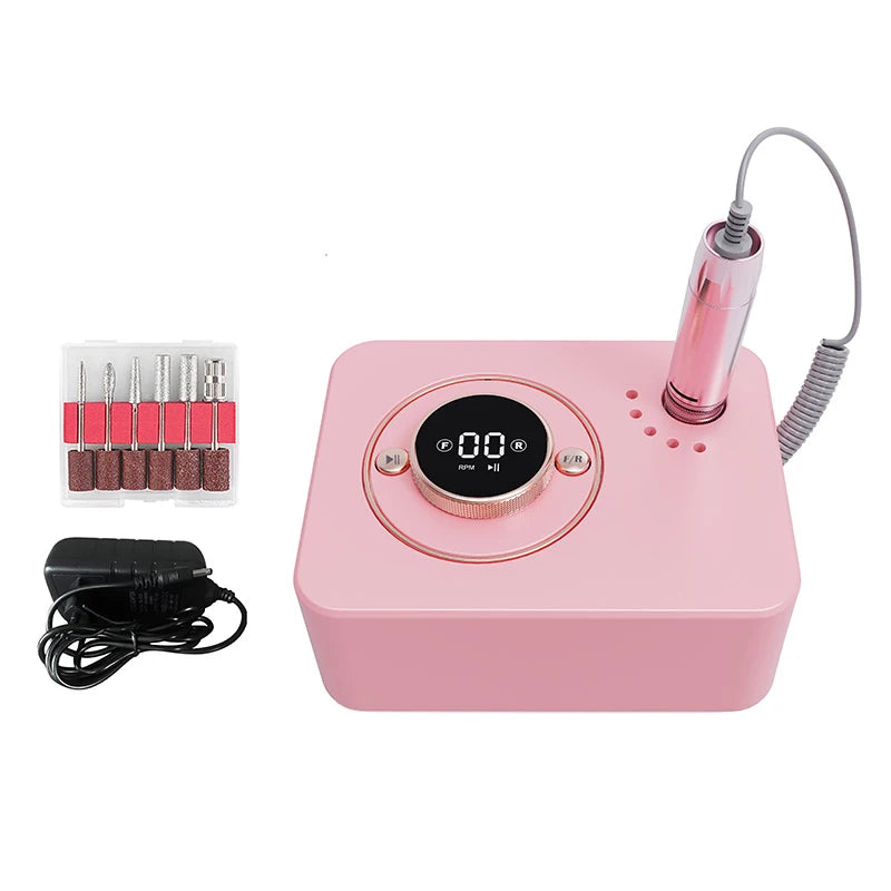 Nail Drill 35000RPM Professional Low Noise Electric Nail Files with LED Display for Acrylic Nails Art Salon