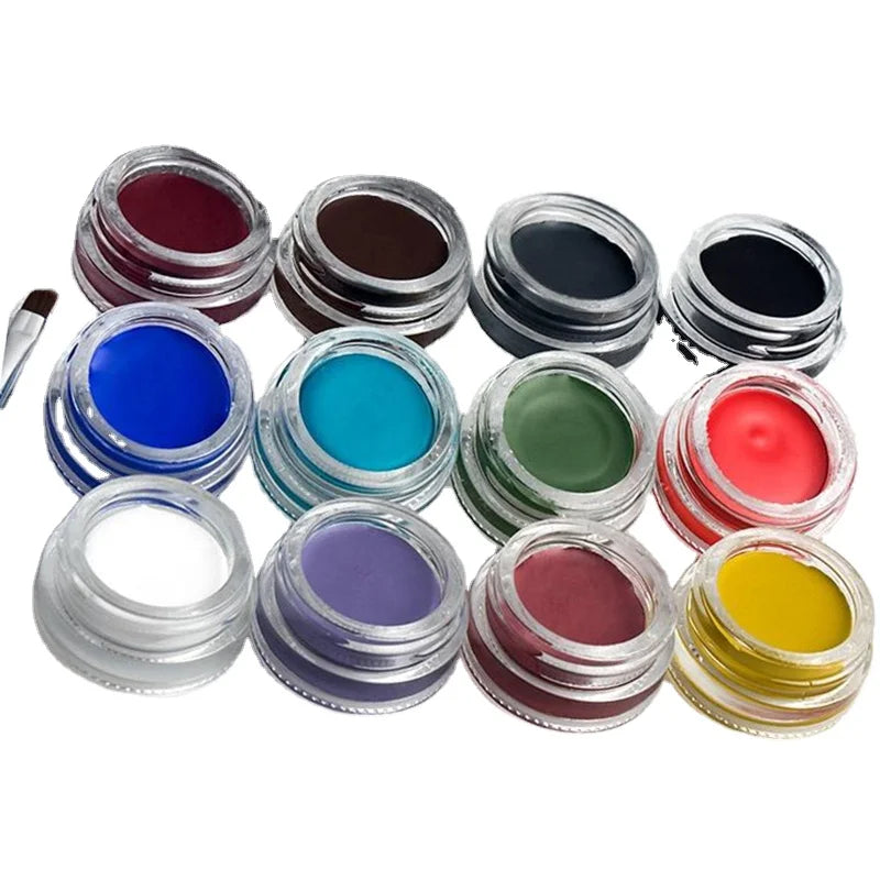Fast Dry Creamy Colored Eye Liner Gel Eyeliner Clear Glass Jar Waterproof Vegan High Pigment Long-lasting Black Gel Eyeliner