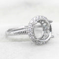 Semi Mount 10*10mm Sterling Silver Ring Empty Frame Blank Support Setting S925 Base Holder Without Center Stone for DIY Inlay