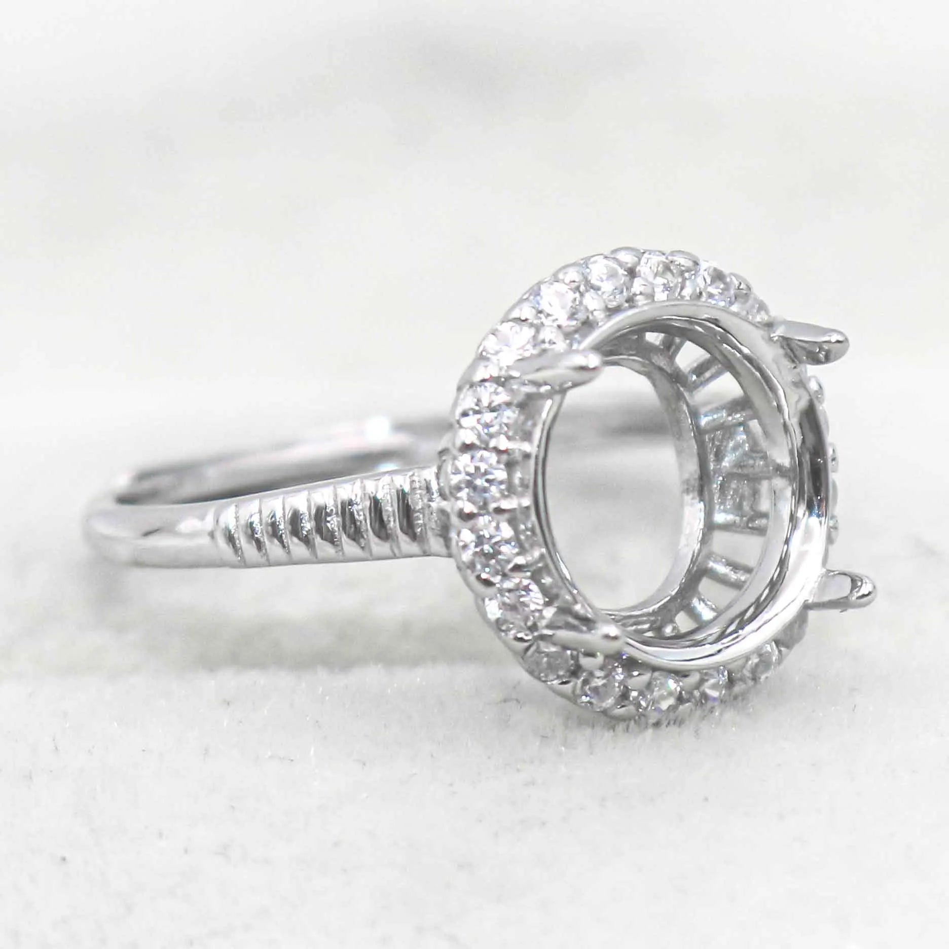 Semi Mount 10*10mm Sterling Silver Ring Empty Frame Blank Support Setting S925 Base Holder Without Center Stone for DIY Inlay