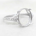 Sterling Silver 12*14mm Semi Mount Ring Empty Frame Blank Support Setting S925 Base Holder Without Center Stone for DIY Inlay