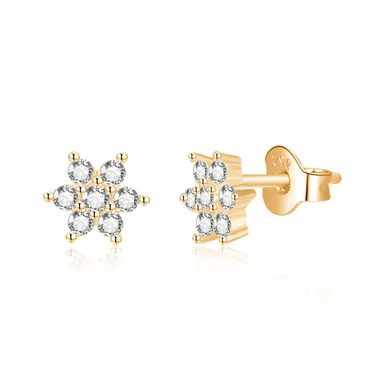 Popular Cheap Jewelry Online Srebro 925 Silver 24K Gold Plated Jewelry Flower Petal Earring