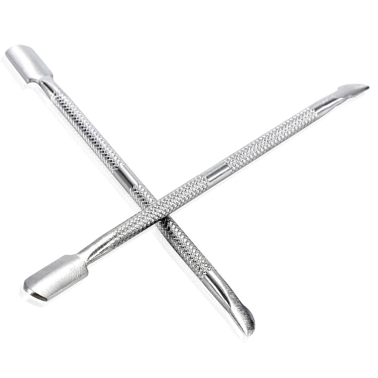 Professional Cuticle Pusher Remover and Cutter Double Ended Stainless Steel Nail Cleaner for Manicure Pedicure