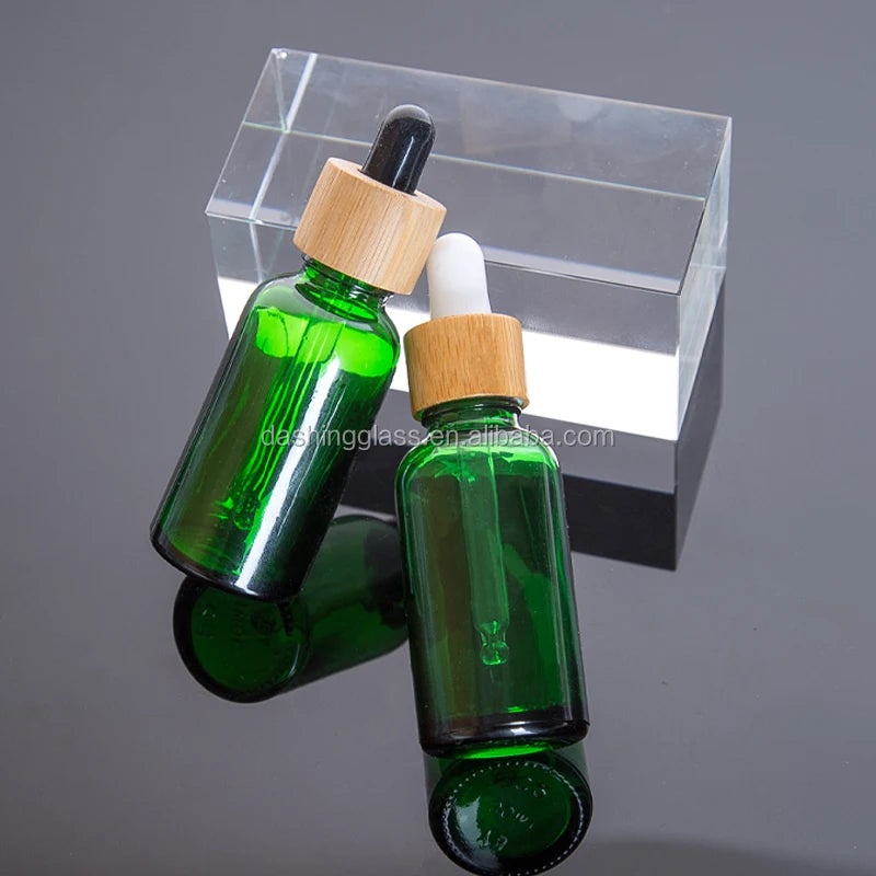 Botellas Frasco Gotero De Vidrio 0.5oz 1oz 2oz 3oz Serum Essential Frosted clear Round Green Glass Dropper Bottle