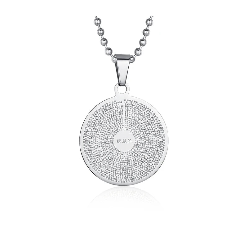 BASQUESUN Custom Wholesales Buddhist Miniature Scripture Laser Carved Titanium Steel Leng Yan Mantra Pendants