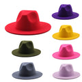 Wholesale Solid Color Cowboy Top Cashmere Orange Women Green Felt Western Two Toned Jazz White Wool Fedora Hat Wide Brim MegaBDM