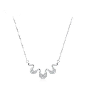Simple Fashionable S925 Sterling Silver Cubic Zirconia Geometric Clavicle Chain Necklace Fine Pendant Necklaces for Women
