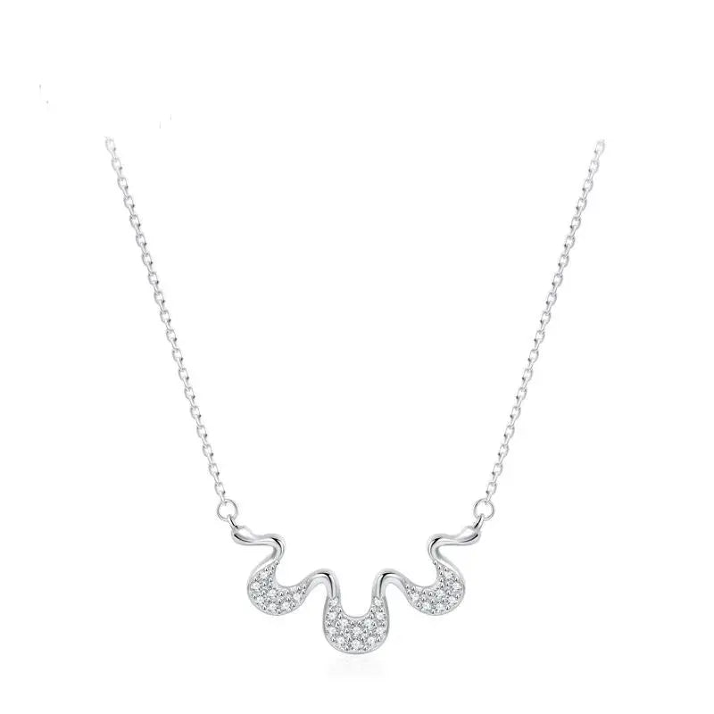 Simple Fashionable S925 Sterling Silver Cubic Zirconia Geometric Clavicle Chain Necklace Fine Pendant Necklaces for Women