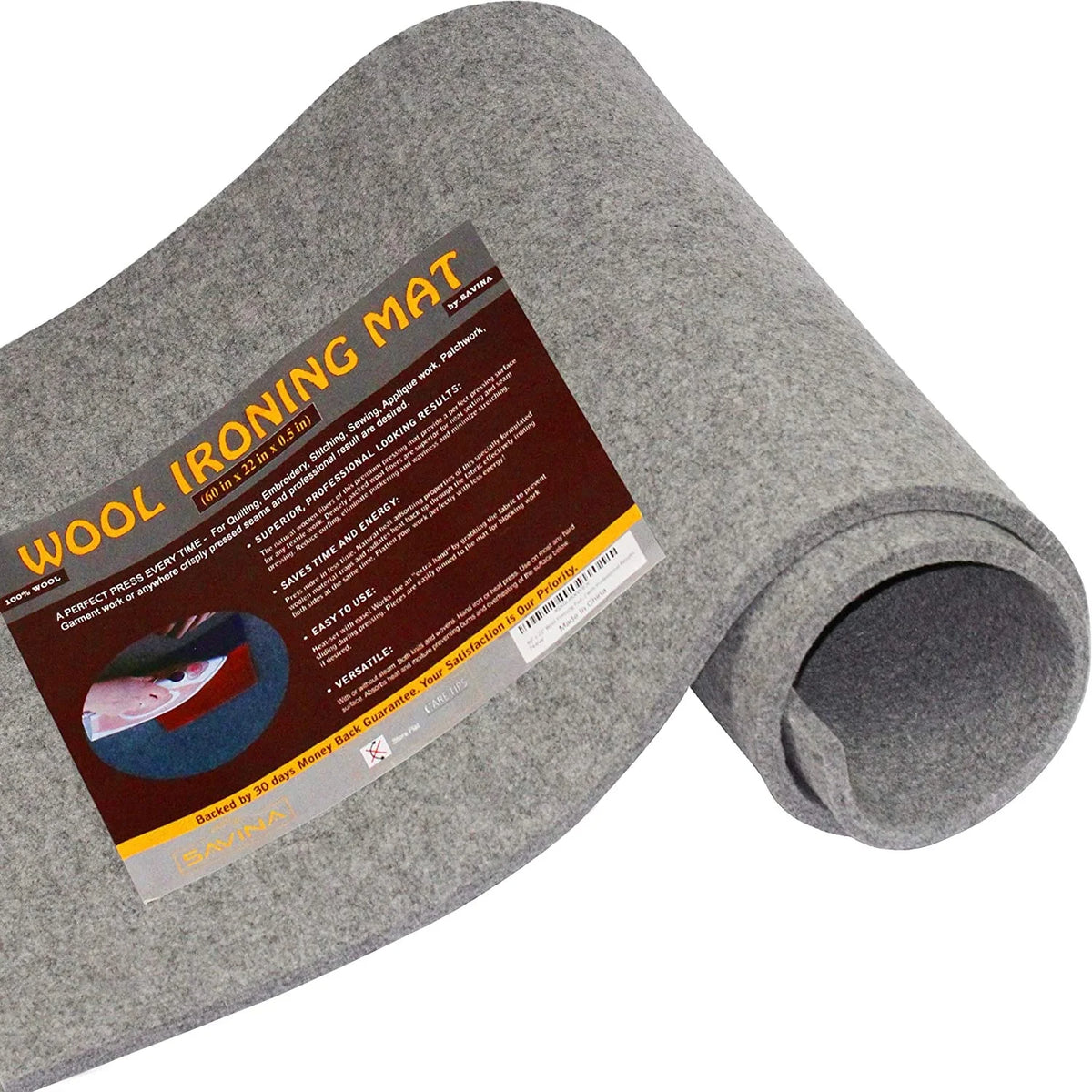 Large Size 60" X 22" Quilting Ironing Pad 100% New Zealand Wool Ironing Mat Wool Pressing Pad 1/2 Inch Thick with Storage Bag MegaBDM