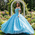 Sky Blue Sparkly Sweetheart Quinceanera Dresses Formal Luxury Party Beading Lace Sweet 15 Dress Graduation Ball Gwon 6555-2