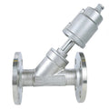1/2'' 3/4'' 1'' 304 Stainless Steel Pneumatic Angle Seat Valve Y-type Pneumatic Valve Flange Angle Seat Valve