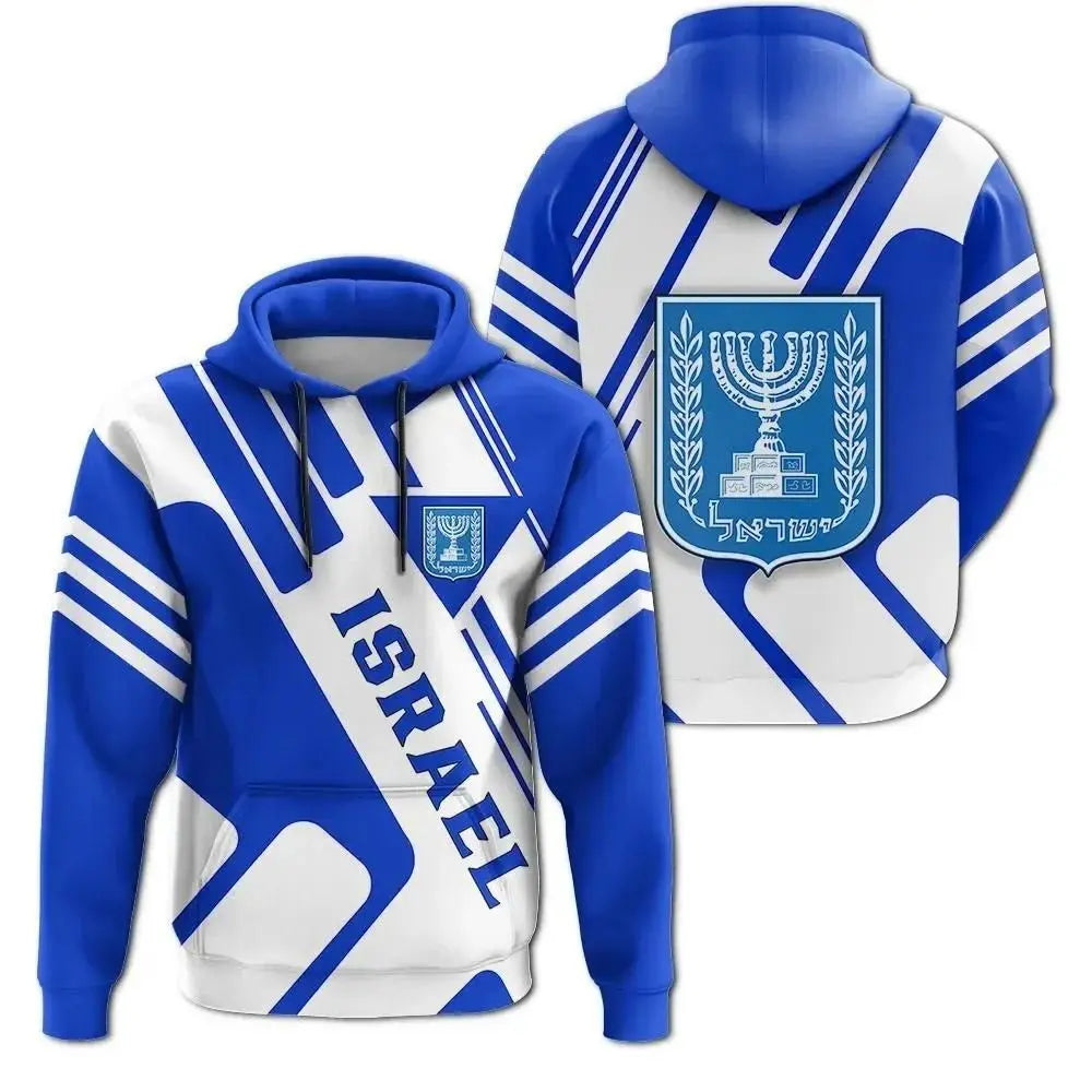 Fitspib Custom Name Israel Flag 3d Printed Hoodie Men Casual Streetwear Hoodies Vintage Zipper Israel Emblem Sweatshirt Pullover