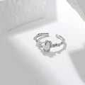 New Simple Design 925 Opal S925 Sterling Silver Irregular Rings Ringent Adjustable Finger 925 Silver Ring Women JL101