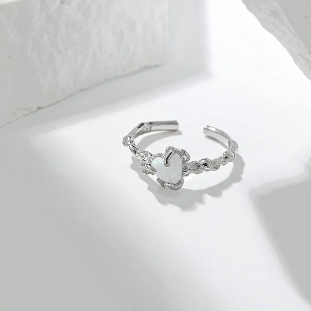 New Simple Design 925 Opal S925 Sterling Silver Irregular Rings Ringent Adjustable Finger 925 Silver Ring Women JL101